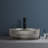 14'' Bathroom Round Crystal Glass Sink Without Faucet, Transparent Black-119920309