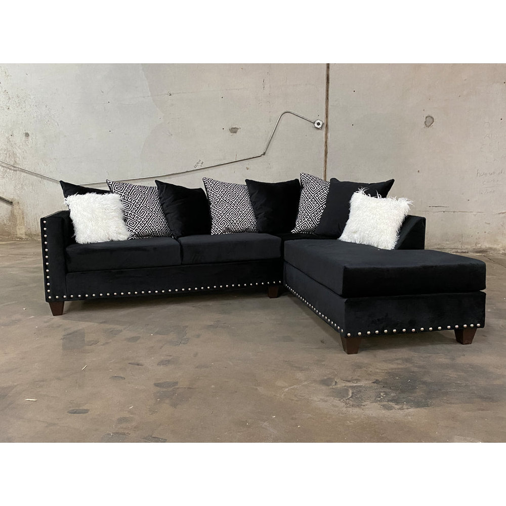 Mercer41 Walshaw 2 Piece Velvet Sectional Wayfair   Walshaw 2 Piece Velvet Sectional 