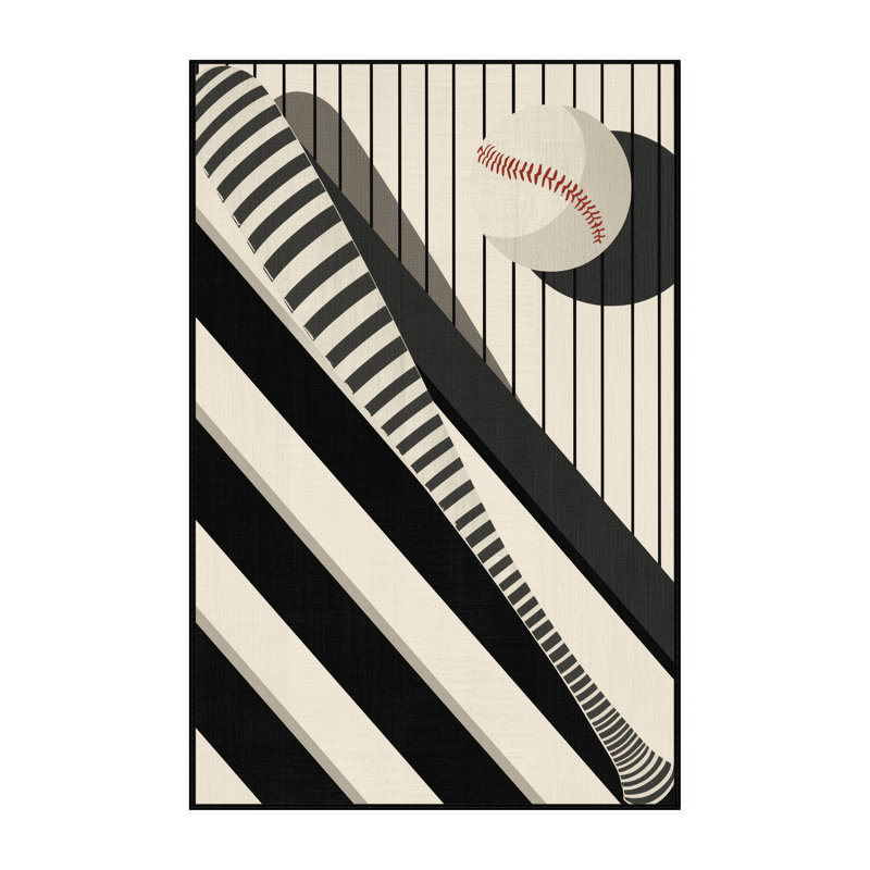Tapis à rayures doux et moelleux de style baseball américain à rayures Batm, 7 x 9