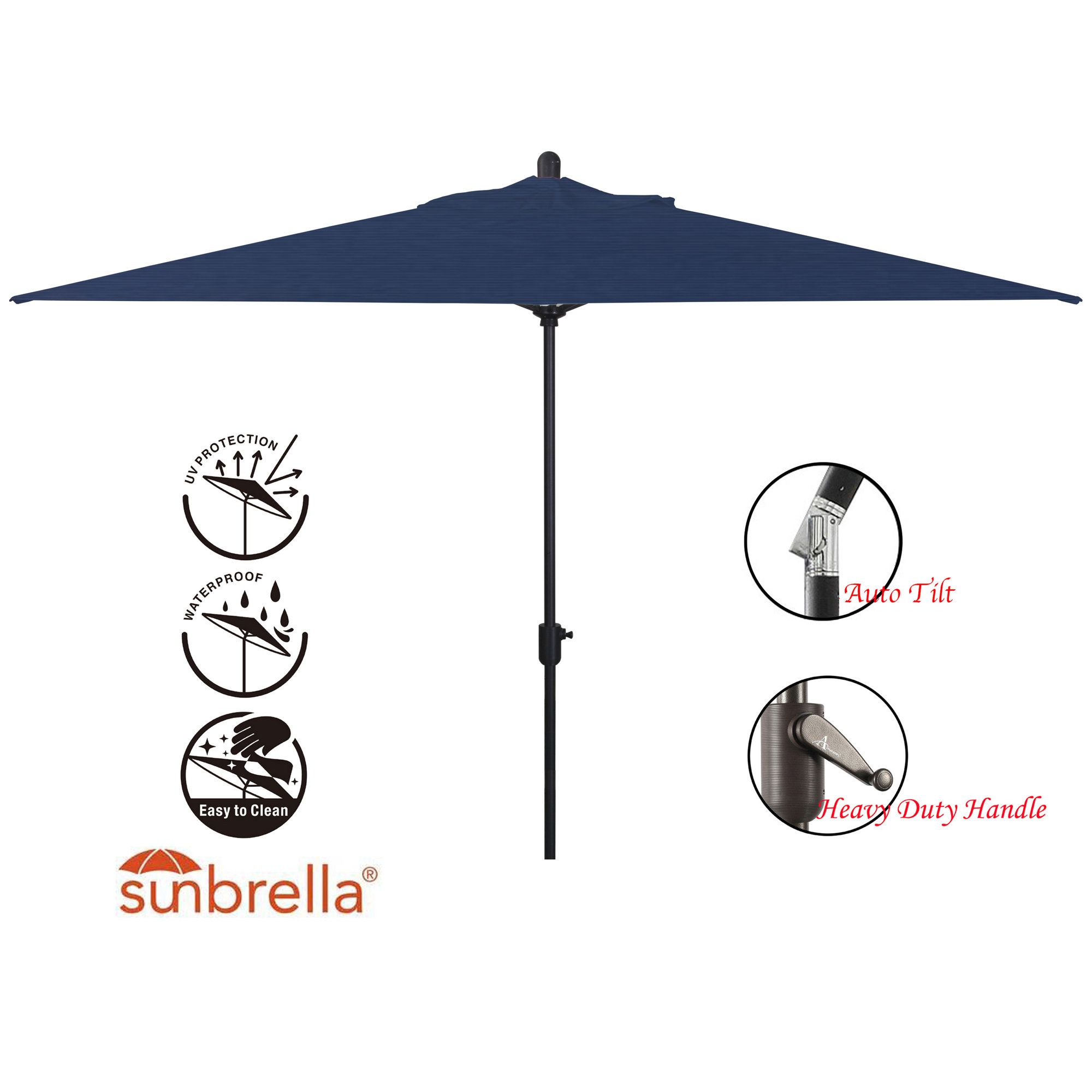 Olivier 116.7'' Outdoor Umbrella, Navy Sunbrella®, Antique Bronze