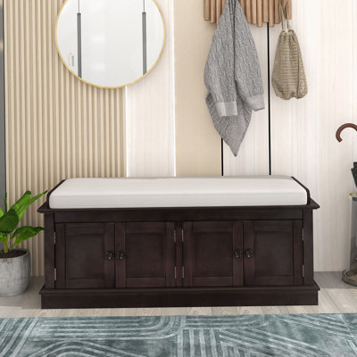 Banc de rangement avec tablettes réglables, banc à chaussures avec coussin amovible