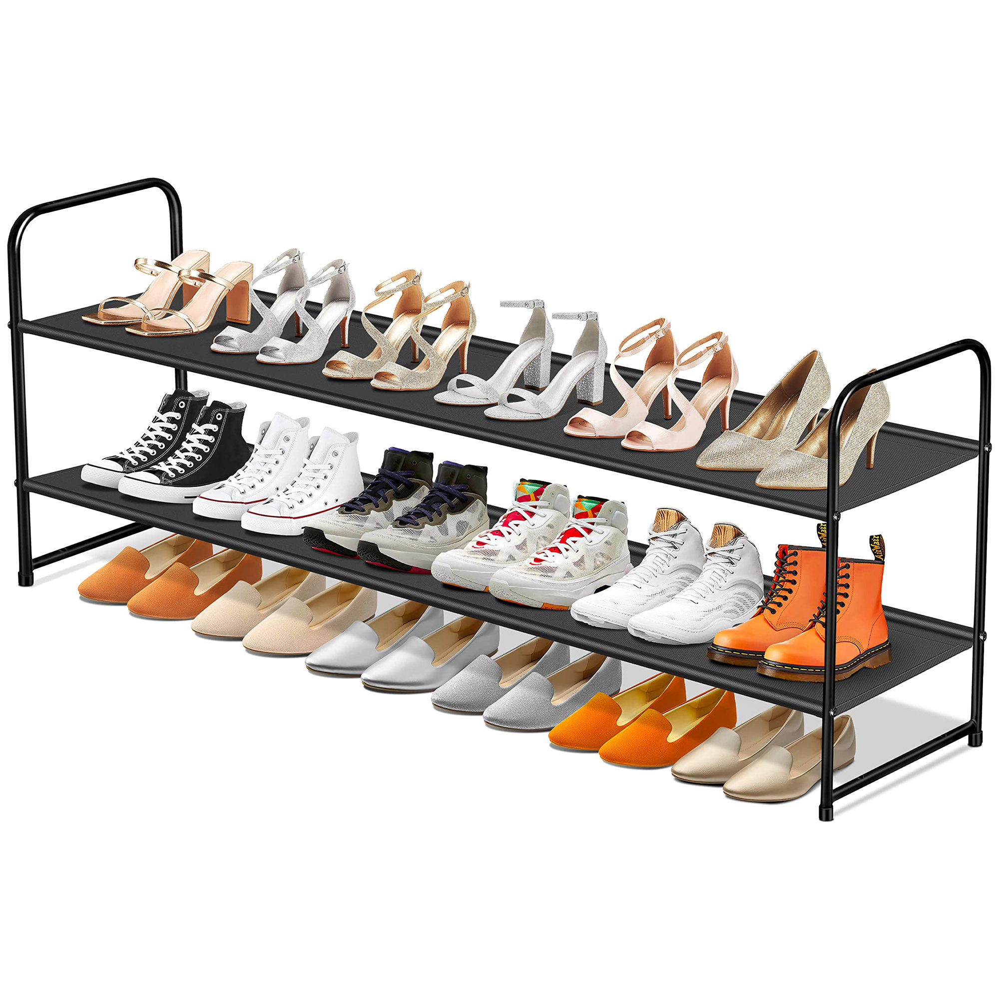 Graduated Shoe Rack Rebrilliant 2 Tiers 12 Pairs Metal Stackable Long Shoe Rack - Wayfair ...
