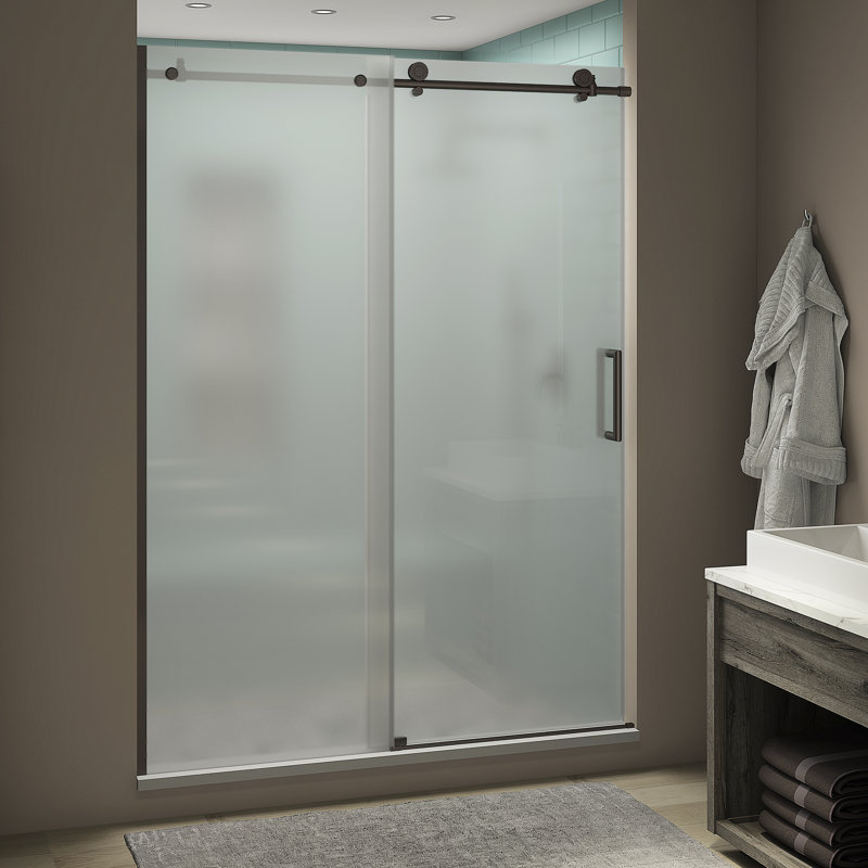 Coraline XL  48" W x 80 H Single Sliding Frameless Shower Door, Bronze
