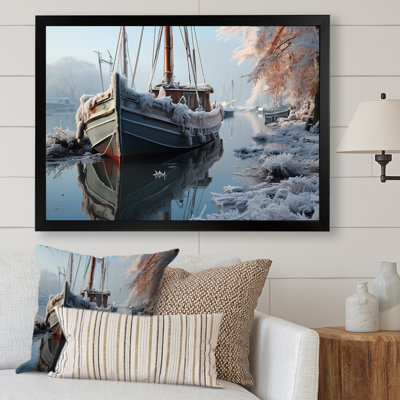 Icy Harbor Winter Landscape, reproduction d'art sur toile