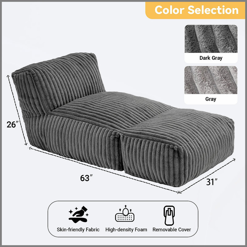 Chaise longue modulaire - Canapé-lit convertible pour une détente multi-scène, Gris foncé