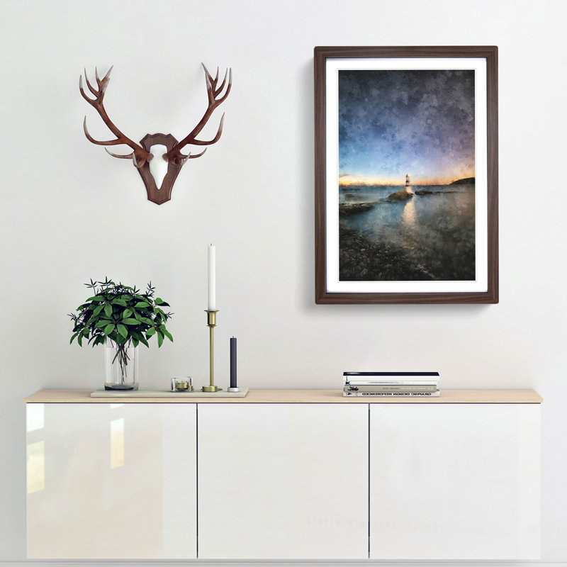 Penmon Lighthouse in Anglesey Wales - Framed Print, Walnut Framed, 63cm H x 45cm W x 2cm D