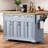 Large Embossed Textured Wheeled Kitchen Storage Island Cart with Rubber Wood Foldable Drop Leaf, Four Closed Storage Doors and Three Drawers, Four Stable Rolling Casters for Kitchen & Dining Room Storage Organization-2142097848