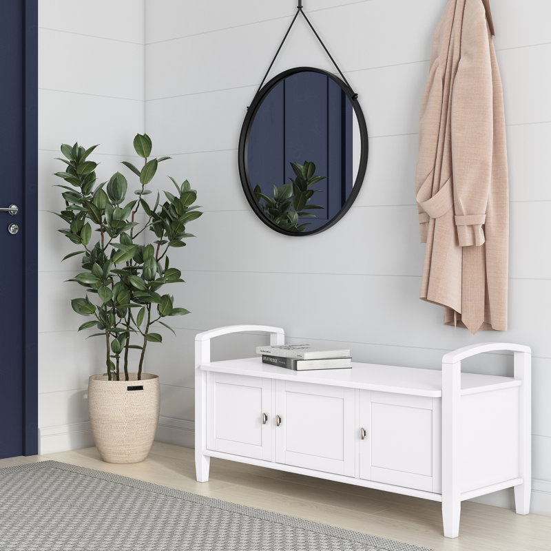 Entryway Storage Bench, White
