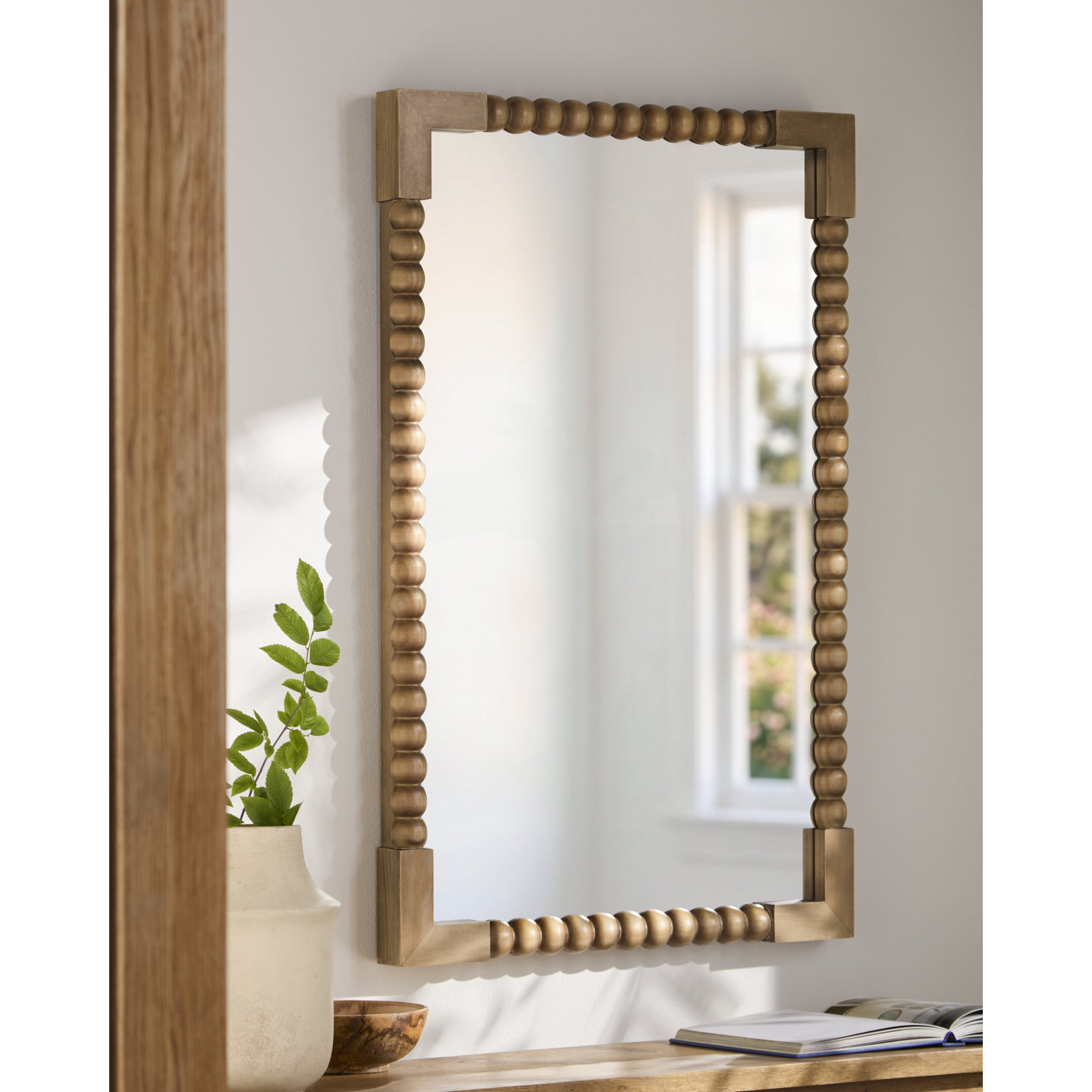 Lizzie Mirror, 37" H x 24" W, Dark Brown Wood