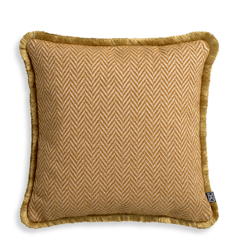 Kauai Pillow Cover & Insert, Square, Amber Herringbone, 19.69"H x 19.69"W