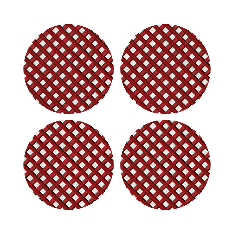 Timothy Corrigan Jardin Francais Pebble 16" Vinyl Placemat, Red
