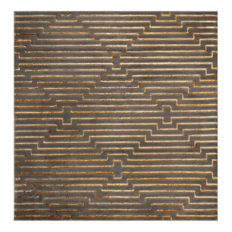 Latitude Run® Mirage Nikica Rug Grey and Gold, Square 10'
