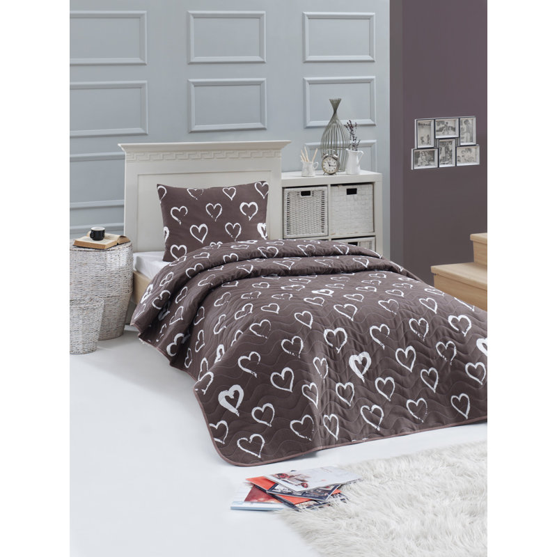 Couvre-lit en mélange de coton gris foncé / blanc Eather