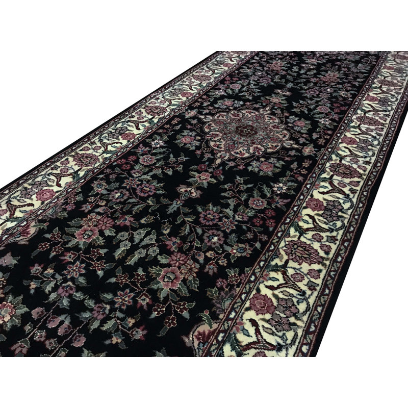 Hand-Knotted High-Quality Black Runner