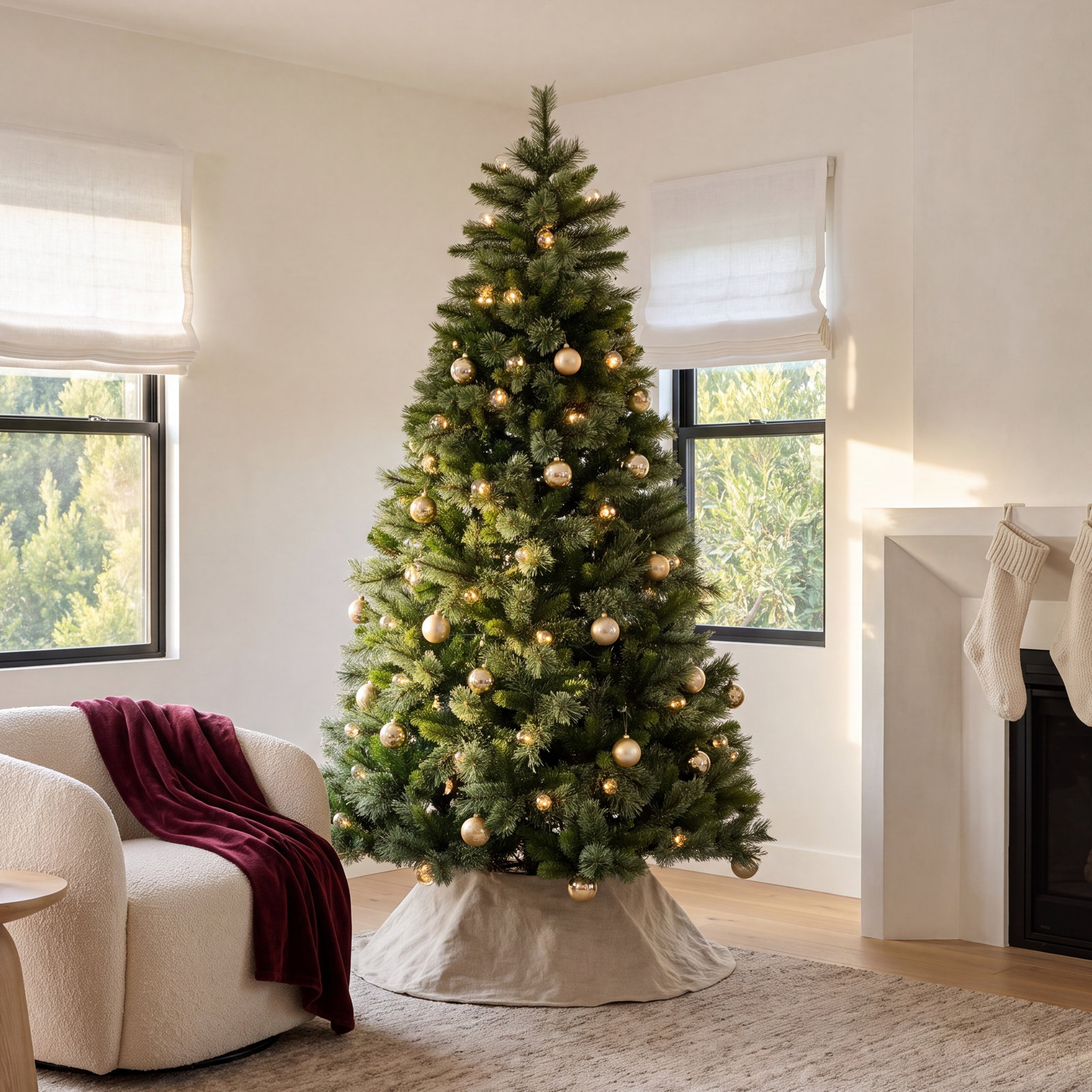 White 7.5' Pre-Lit Pine Christmas Tree