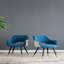 Ensemble de 2 fauteuils d'appoint en tissu bleu pour salon, 23 po x 23 po x 34 po