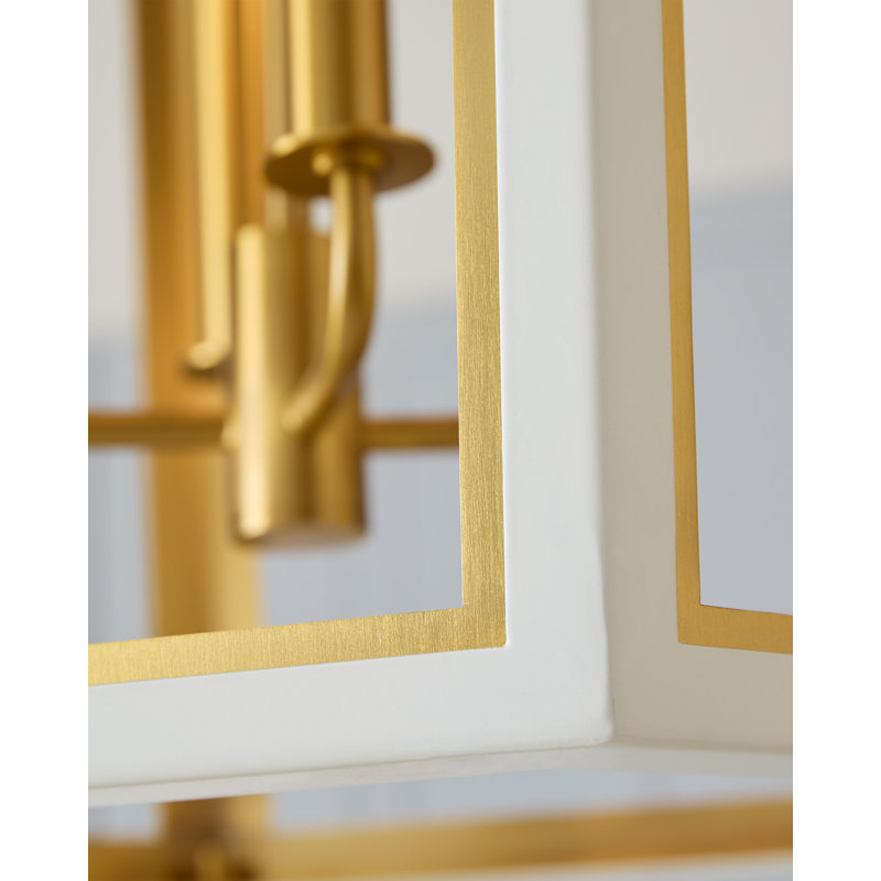Curt 4 - Light Chandelier, Matte White/Burnished Brass