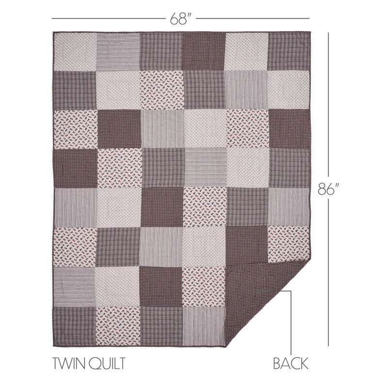 Florette Twin Patchwork Cotton Quilt in Neutral Tones