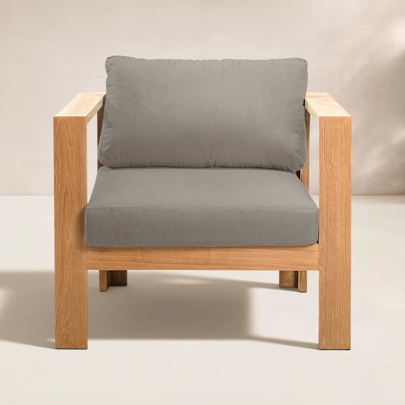 Ando Outdoor Teak Lounge Chair, Canvas Charcoal Sunbrella® Canvas