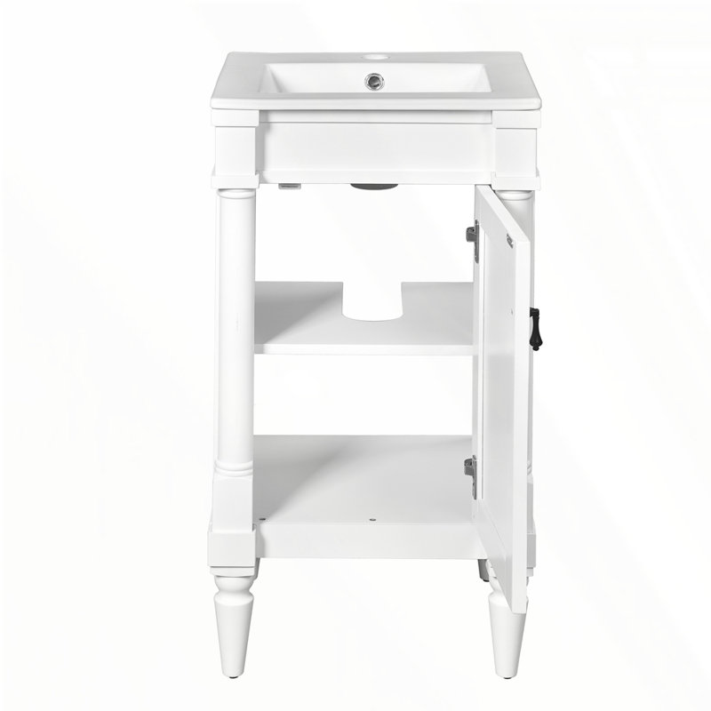 Meuble-lavabo moderne de 18 pouces avec lavabo, Blanc