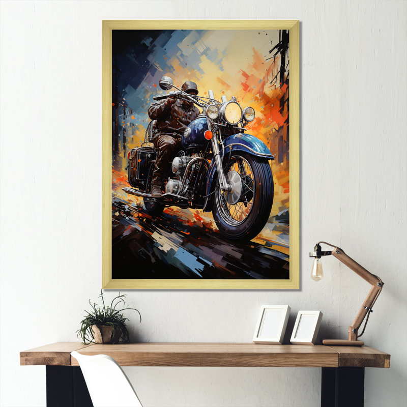 Fantaisie Moto Odyssey, H 32 po x l 24 po x P 1 po, Cadre doré simple