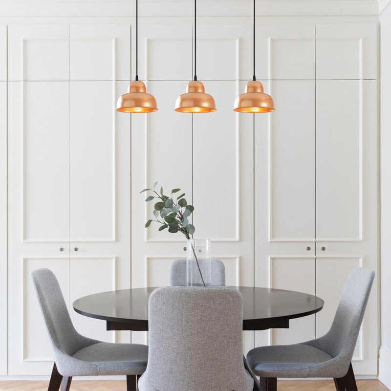 3 - Light Kitchen Island Pendant, Copper
