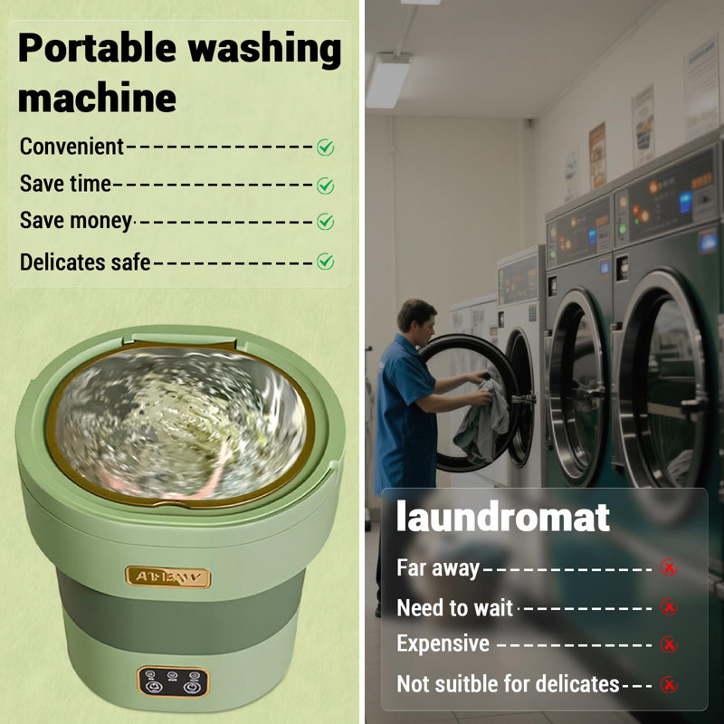 Portable Washing Machine, 12l Foldable Mini Washer with with 4 Modes and Spin Basket Deep Cleaning of Underwear Baby Clothes and Small Clothes for Apartments Dorm RV Travel Hotel Laundry