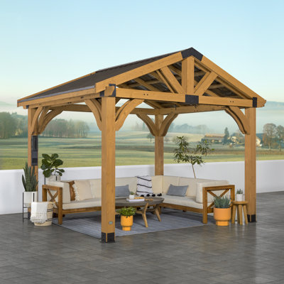 Pavillon de jardin permanent en métal L 10 pi. D Pavillon de jardin en bois massif