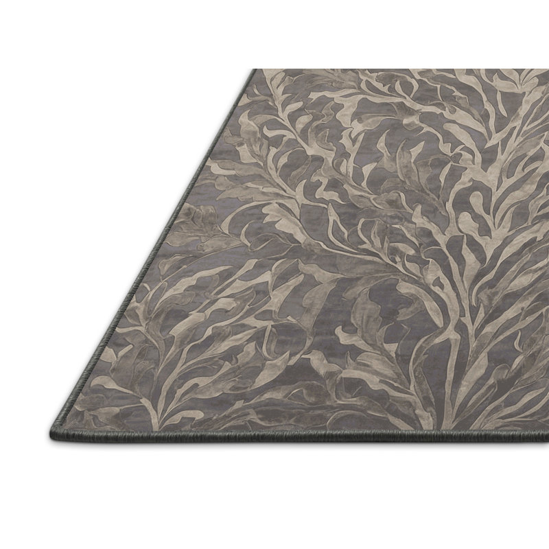 Tapis gris soyeux et moelleux, Rond 8 pi