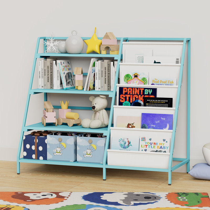 80cm H x 90cm W Metal Bookcase, Dark Green/White