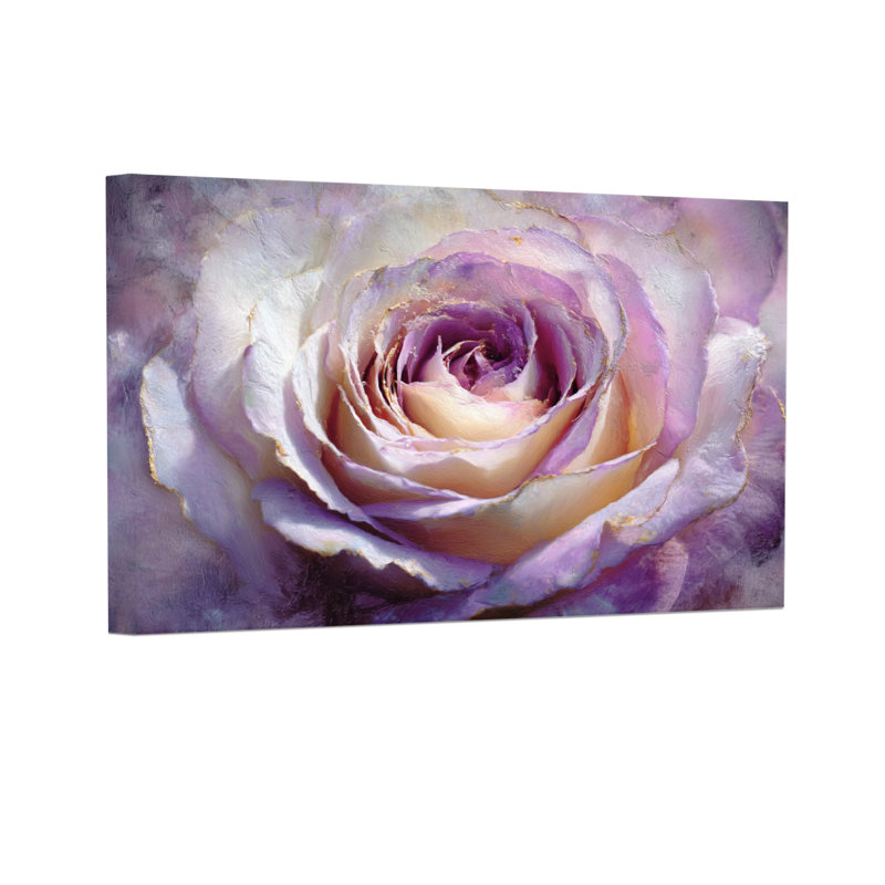 Plantes et fleurs, rose mauve, reproduction d'art sur toile, H 16 po x l 24 po