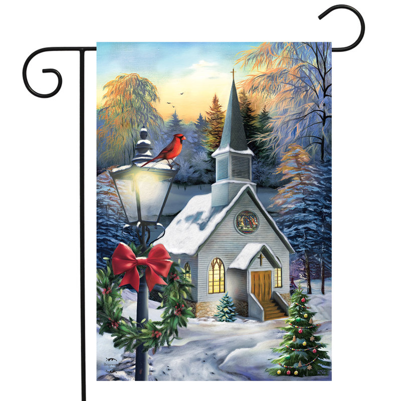 Drapeau «Come All Ye Faithful Winter Garden», Blanc / Vert / Rouge