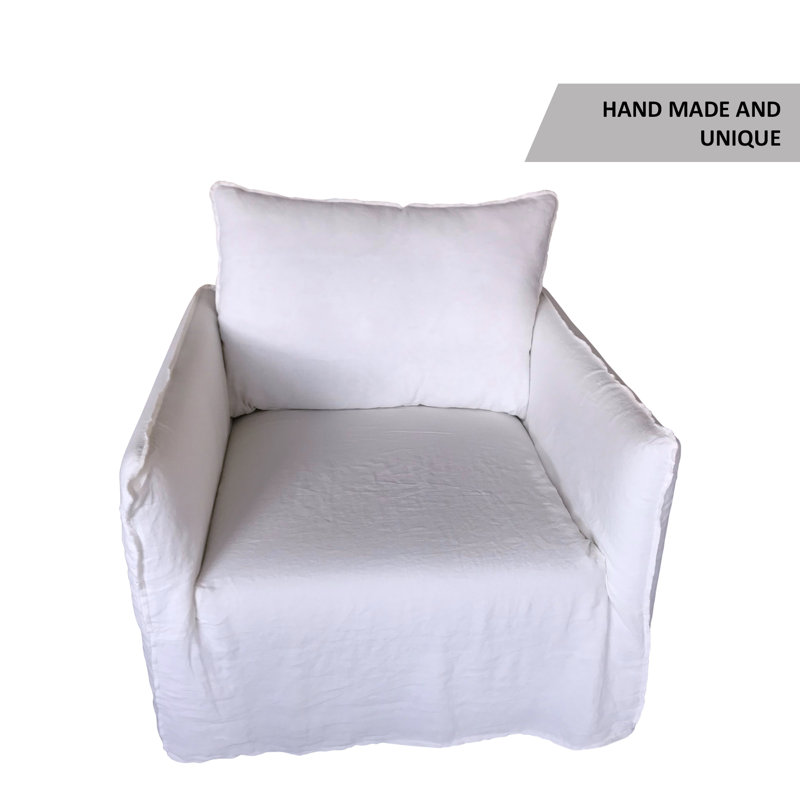 Linen Swivel Slipcovered Armchair