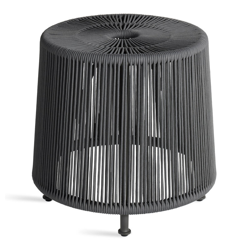 Tether Rope Outdoor Ottoman, Charcoal