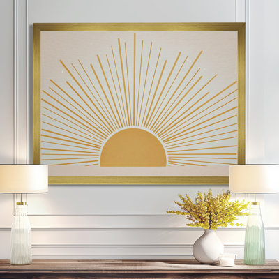 Mid Century Yellow Sun Print - Minimalism Canvas Art, Yellow Minimalist Wall Art