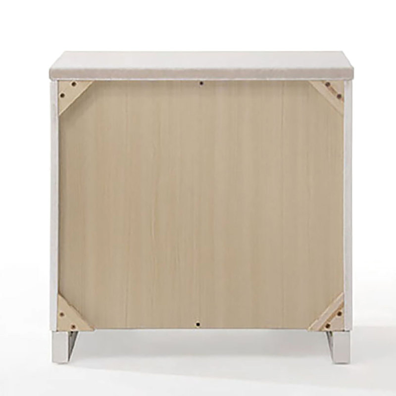 Table de chevet pour chambre à coucher en blanc ultrabrillant - 3 tiroirs avec table de chevet Grace