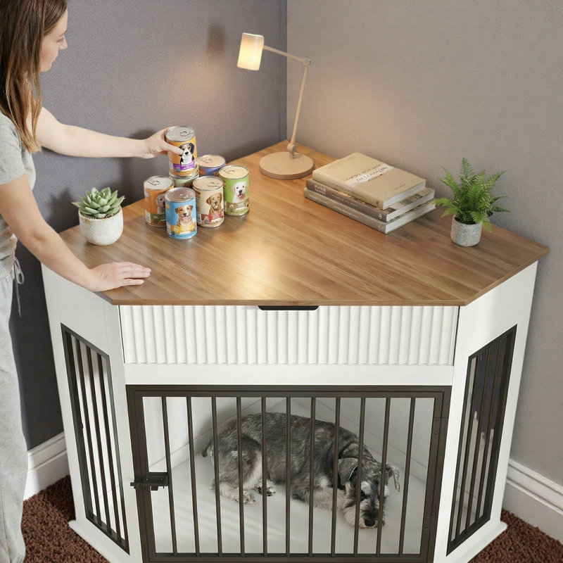 Caisse pour chien en MDF de 44,6 po, White