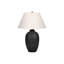Lighting, H 24 po, lampe de table, céramique noire, abat-jour ivoire / crème, moderne