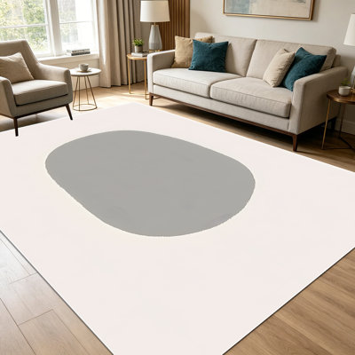 1pièces tapis ovales gris clair minimalistes pour le salon, doux et confortables, adaptés à toutes les saisons, faciles à entretenir, tapis de sol intérieur lavable à la machine, sous la table de ferme convenant à la table à manger, à la chambre à coucher, au vestibule de la cuisine,