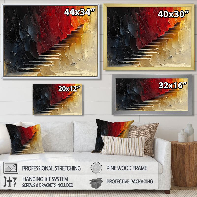 Escalade religieuse vers le ciel - Fauvisme, art mural, H 34 po x l 44 po, Impression encadrée flottante, Brun