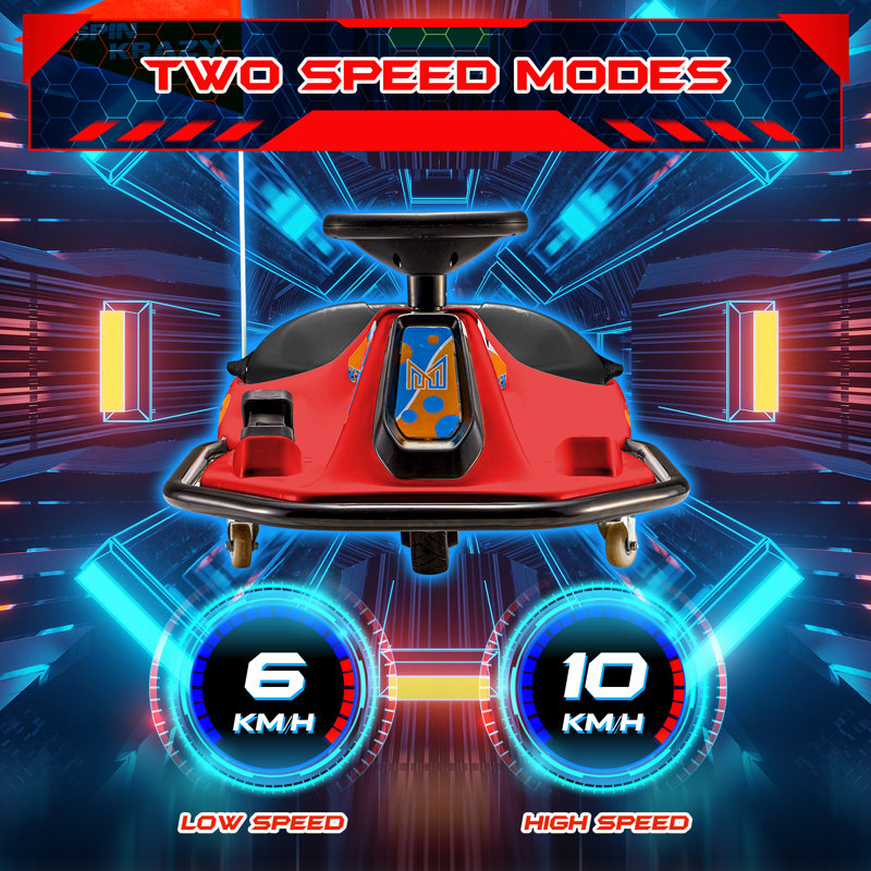 Red 24V Electric Drifting Go-Kart with Music and LED Lights