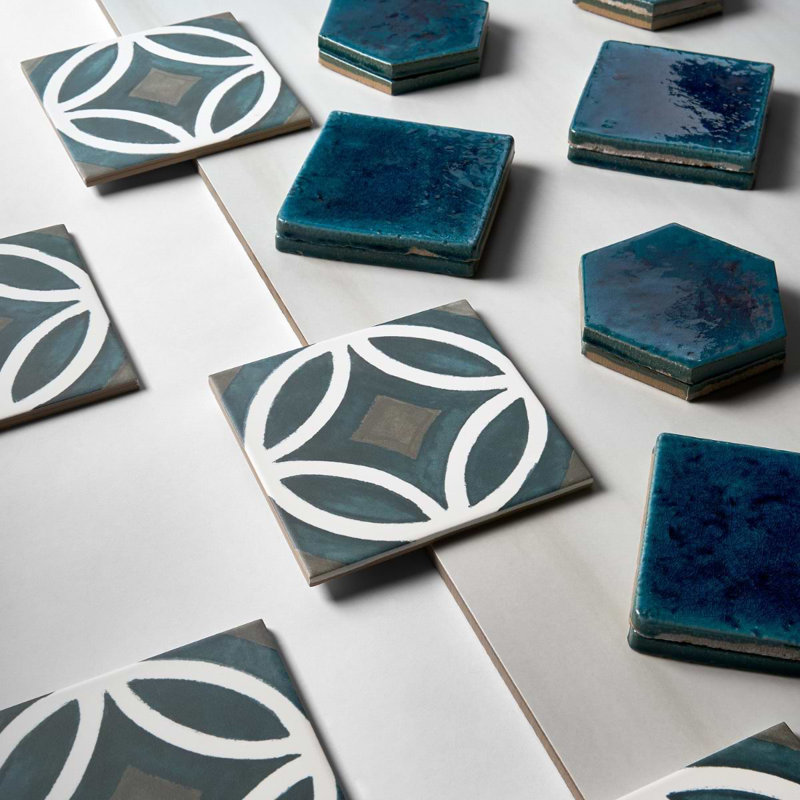 Breeze Nautilus Blue Deco 6x6 Matte Porcelain Tile