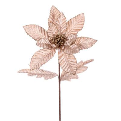 Tissu avec tige de poinsettia