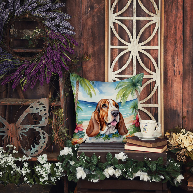 Coussin Basset Hound Luau, H 14 po x l 14 po