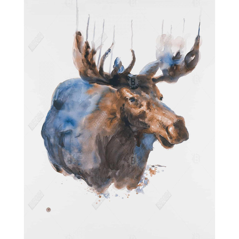 Abstract Blue Moose Print On Canvas