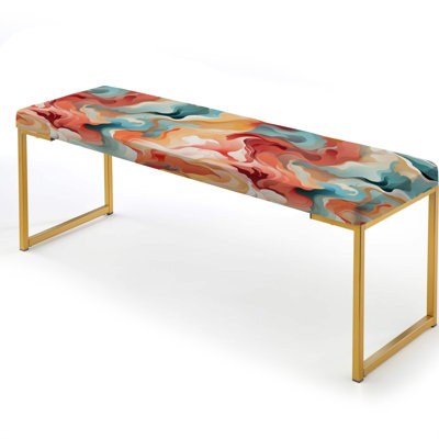 Camouflage Upholstered Gold Bench