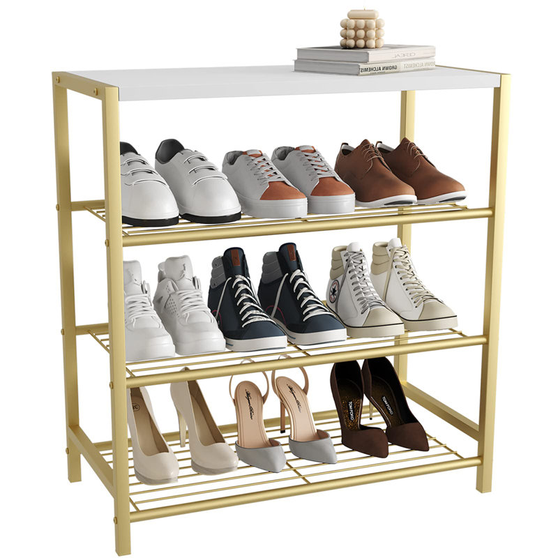 12 Pair Shoe Rack,  Gold