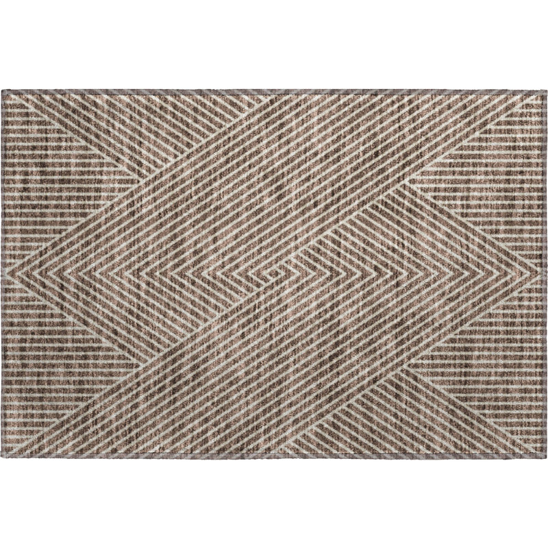 Premium Machine Washable Prisco Brown Rug, Rectangle 1'8" x 2'6"