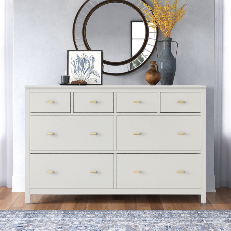 Kowalsky 57.99" W 8-Drawer Double Dresser , Bleached White
