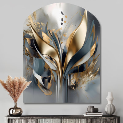 Dietrich - Marble Asymmetrical Metal Wall Decor, Modern Arch Metal Art Print